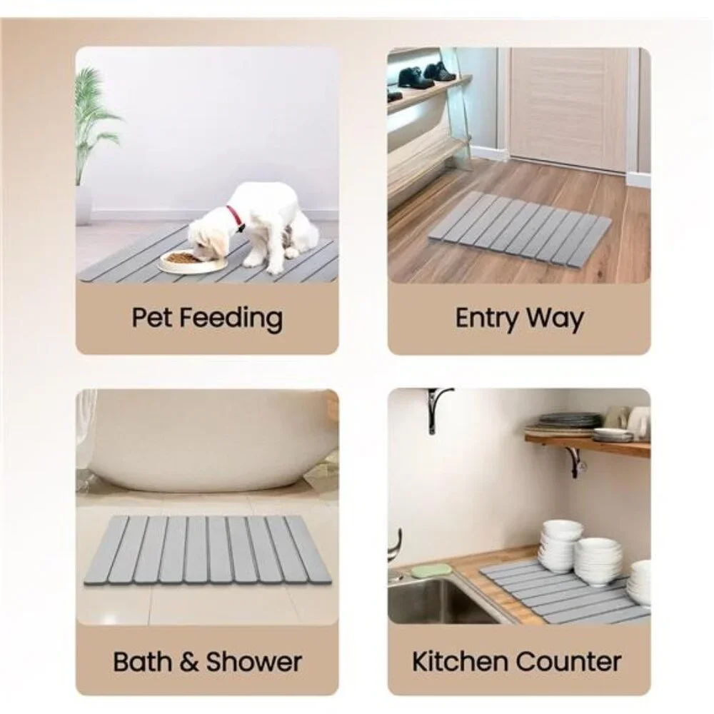 Stone Bath Mat Diatomaceous Earth Quick Dry Non Slip Absorbent Shower Mat